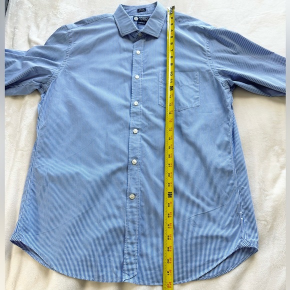 J. Crew Haberdashery Men’s Shirt Large 16-16.5 Blue and White Check 100% Cotton - Picture 6 of 14